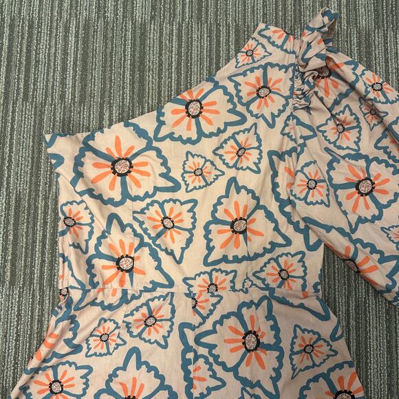 Atelier 1756 x Anthropologie Pastel Pink Nadia Ruffle Floral One-Sleeve Romper - Picture 3 of 11